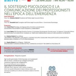 Webinar Gratuito “Il sostegno psicologico e la comunicazione dei professionisti nell’epoca dell’emergenza” 28 aprile 2020